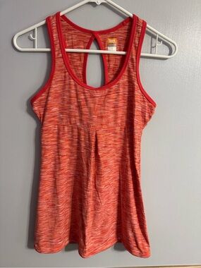 Lucy Women's Orange-Red Space-Dye Workout Tank Top Size Small